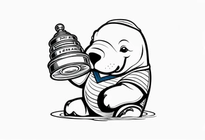 Manatee holding the Stanley Cup tattoo idea
