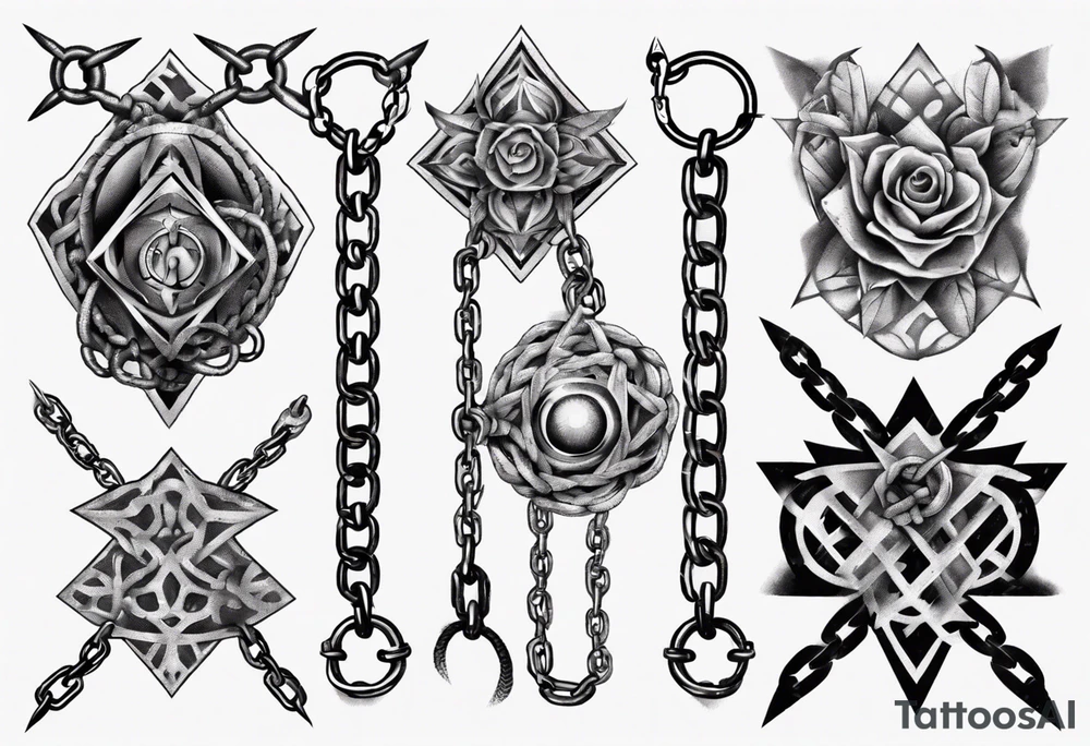 chains patchwork tattoo idea