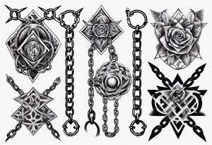 chains patchwork tattoo idea