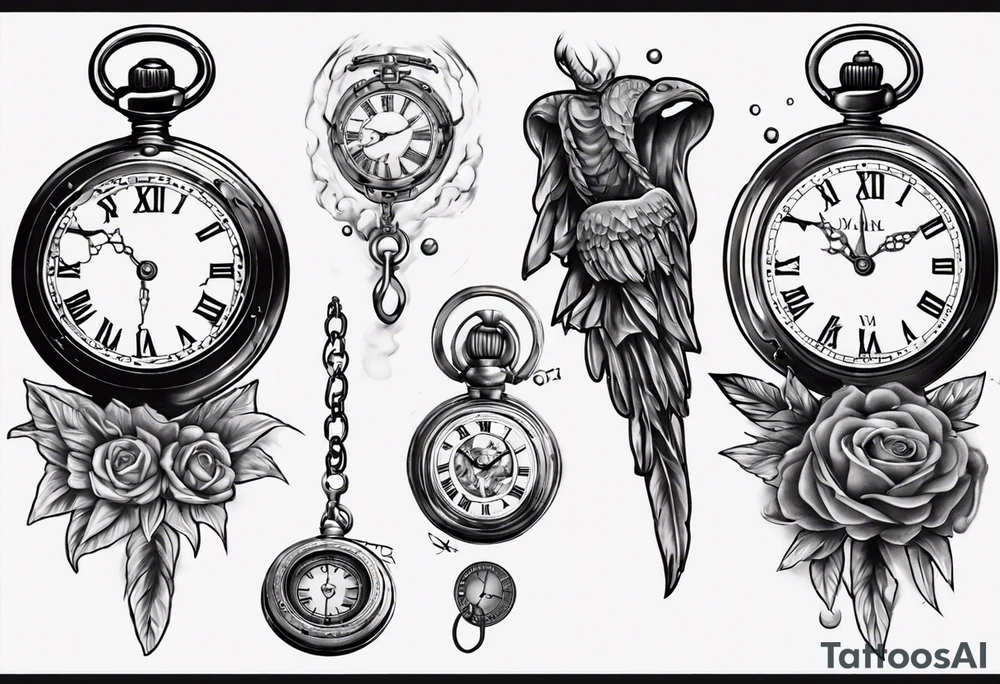 Roman numeral 4 on antient pocket watch tattoo idea