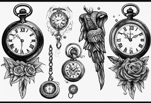 Roman numeral 4 on antient pocket watch tattoo idea