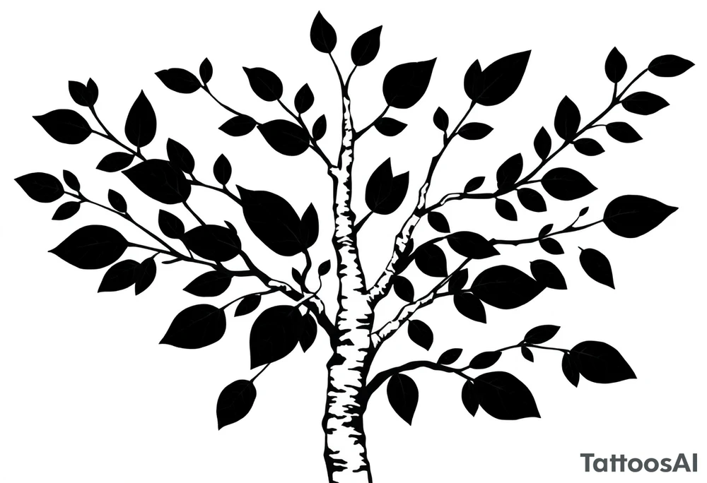 birch tree with dark coloured leaves tattoo idea
