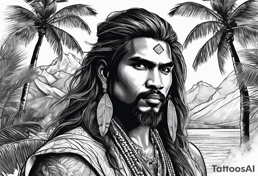 kanu and palms in a Laguna tattoo idea