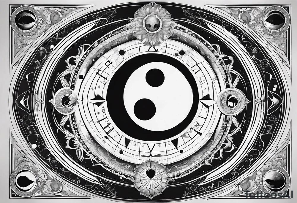 Astrology, Natal Chart, Cancer sign symbolic, vision, yin yang, the moon, the sun, Uranus, Pluto, spiritual, third eye, mystical, Zen, armband tattoo idea