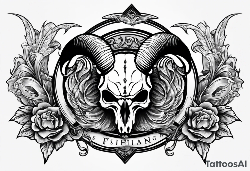 fishing, rams skull, knight's head, angel tattoo idea