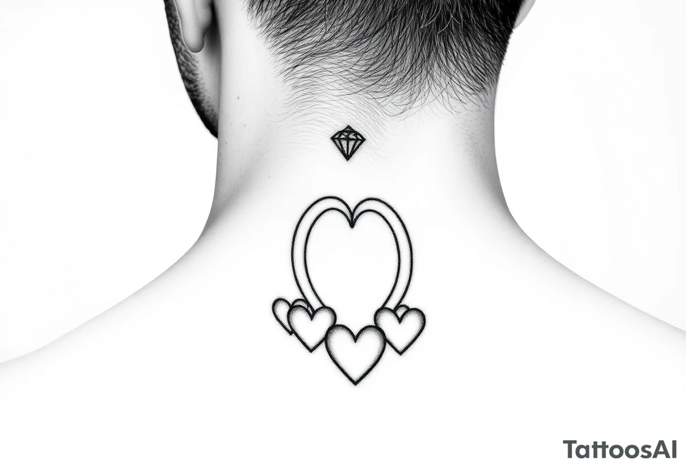Taiylor with the O as a diamond ring with hearts behind the ear tattoo on the neck tattoo idea