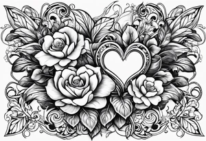 flowers hearts time tattoo idea