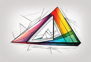 a ray of light entering a triangle prism glass from the left side and getting dispersed into colours tattoo idea