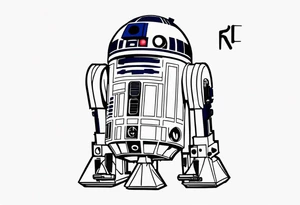 Simple, small R2-D2 from Star Wars, with initials R2D2J tattoo idea