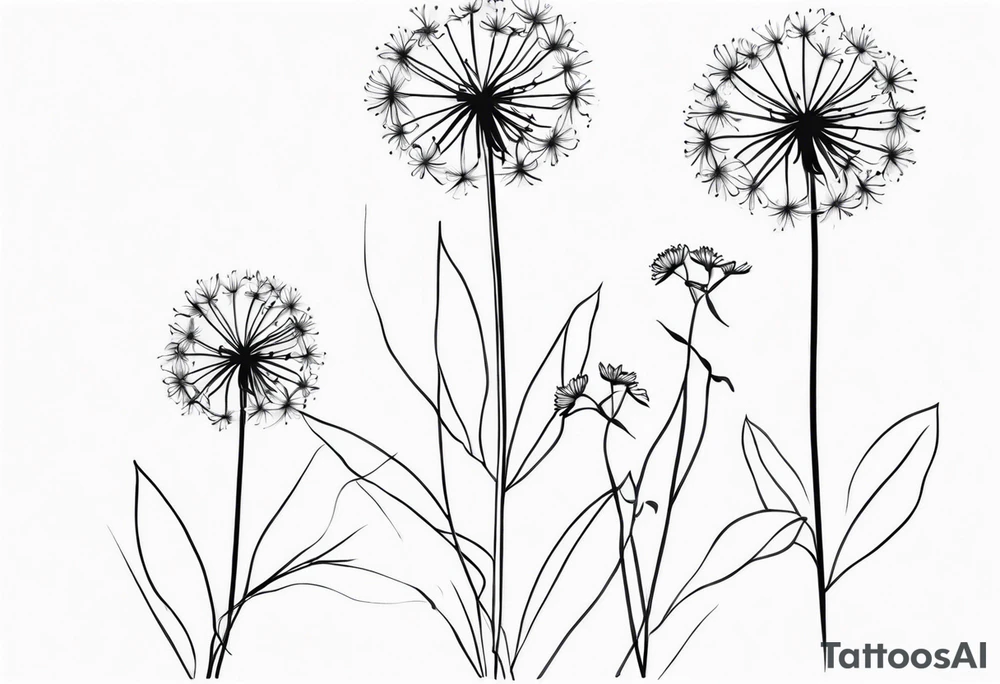 floral tattoo three dandelions tattoo idea