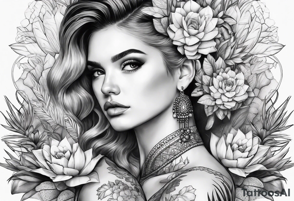 Fênix com cactos tattoo idea