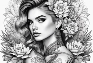 Fênix com cactos tattoo idea