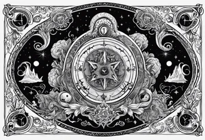 Beautiful Eldridge horror creature, astrology scene tattoo idea