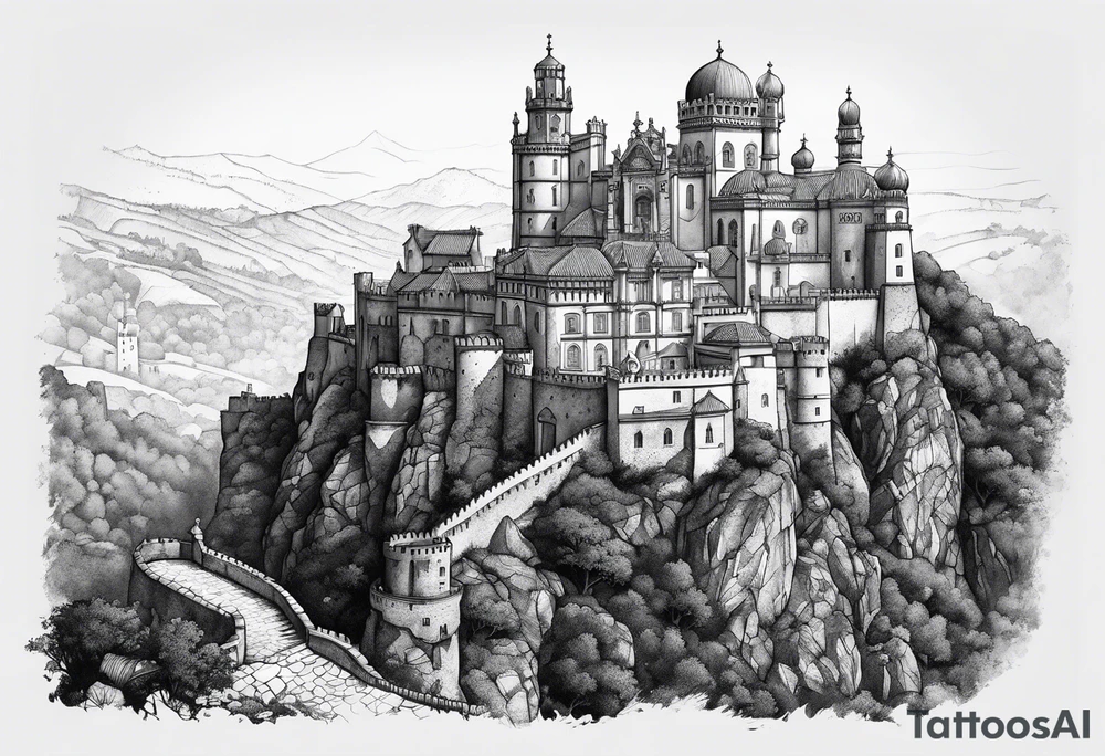 O Castelos dos mouros (localizado em Sintra Portugal) destruido tattoo idea
