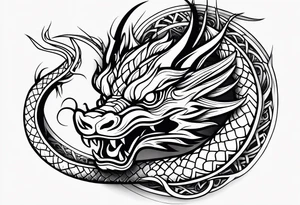 Fierce Chinese dragon black outline tattoo idea