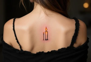 One wears a burning match in red and gold, and the other the lit candle it touches, showing how they ignite each other’s flame. tattoo idea