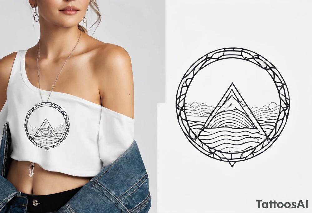 Simplistic symbol large delta inside a circle made from chain tattoo idea Simplistic symbol large delta inside a circle made from chain tattoo idea