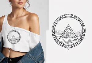 Simplistic symbol large delta inside a circle made from chain tattoo idea