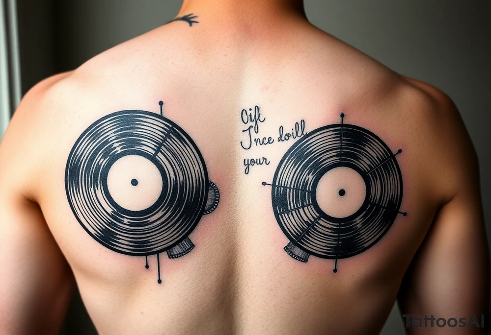 vinyl records with water color tattoo idea