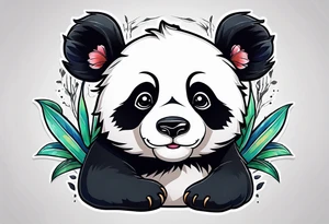Cute panda only face with bamboo tattoo idea