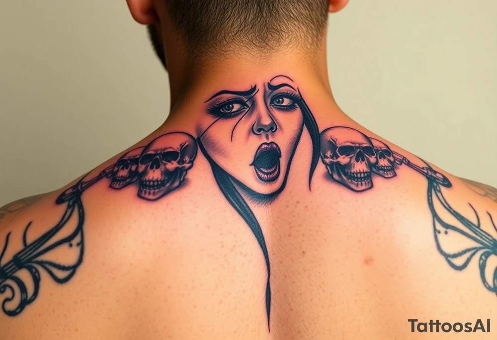 Gangsta sadgirl crying looks gangsta with smoke and skulls tattoo idea