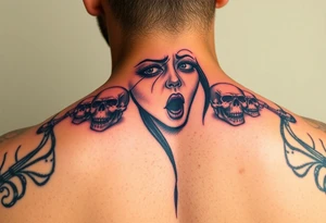 Gangsta sadgirl crying looks gangsta with smoke and skulls tattoo idea