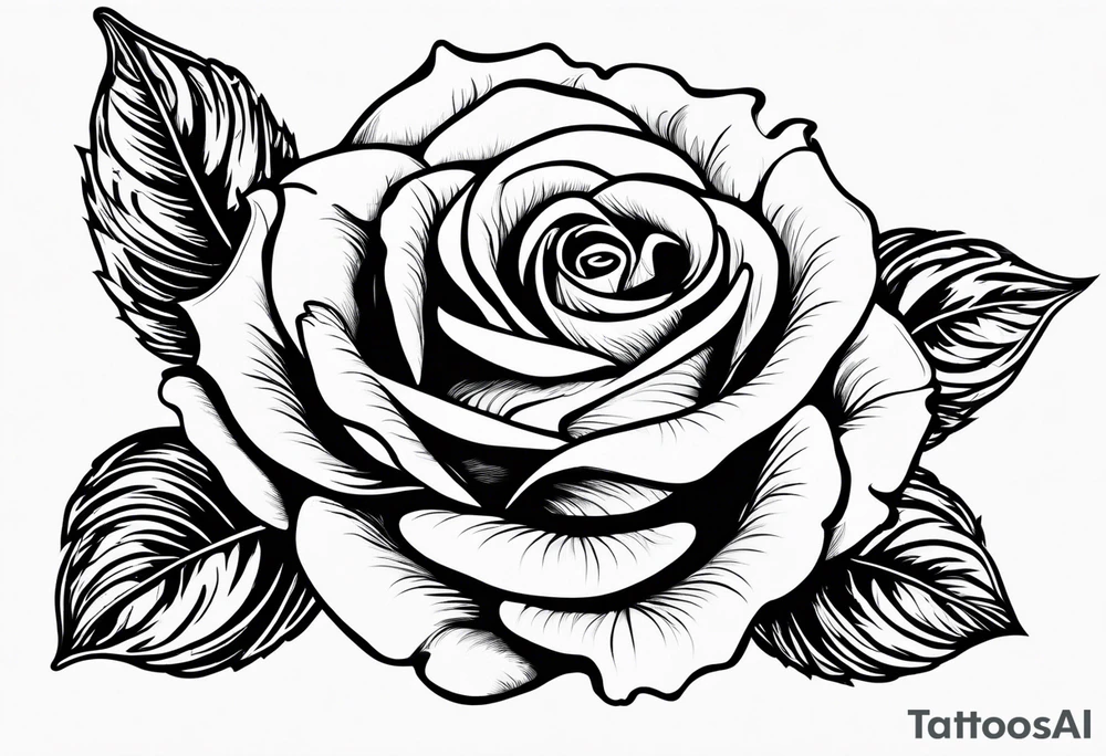 Rose flower with a holly flower stem tattoo idea