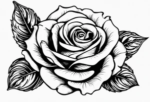 Rose flower with a holly flower stem tattoo idea