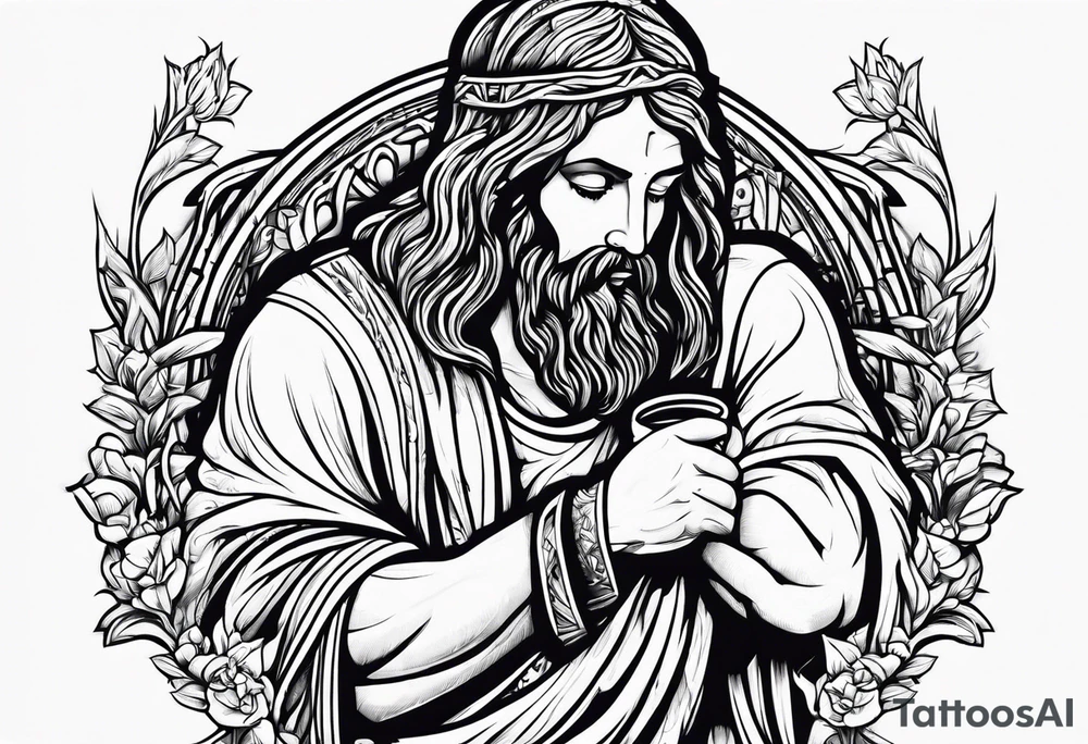 jesus drinking beer tattoo idea
