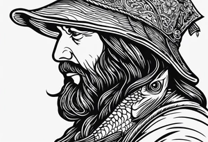 fisherman woodcut tattoo idea