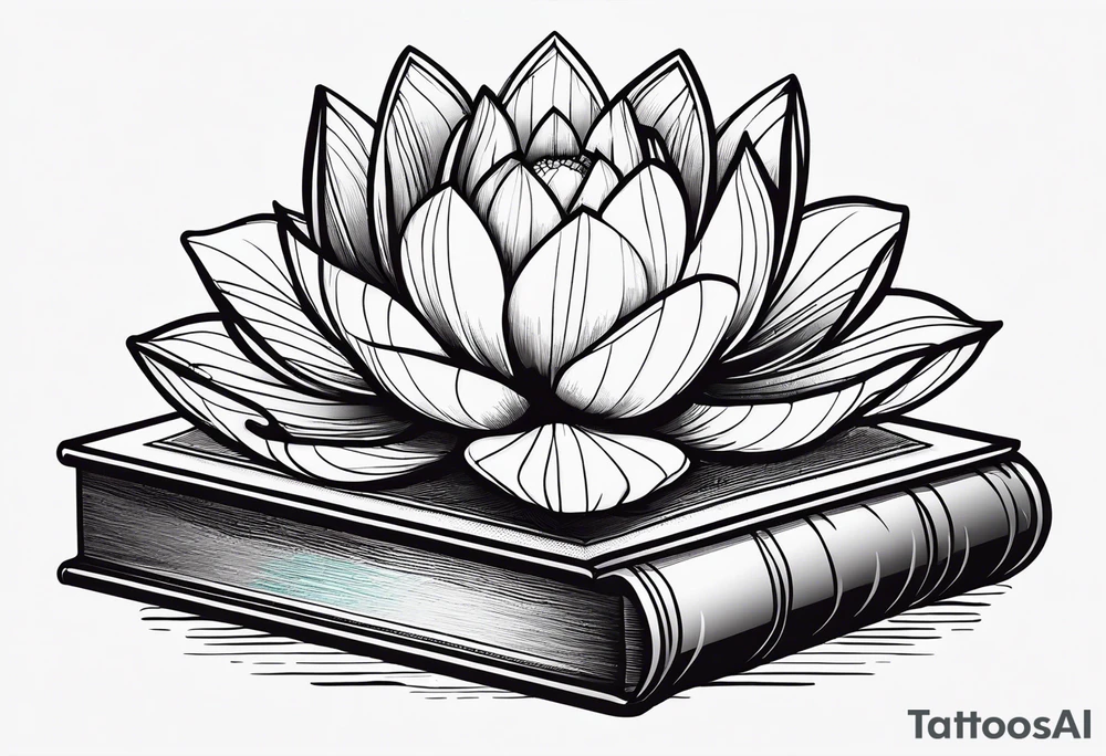 Lotus flower stack of books tattoo idea