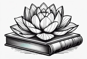 Lotus flower stack of books tattoo idea
