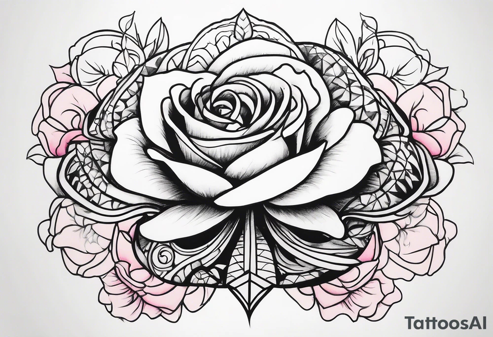 Escorpião com rosa tattoo idea