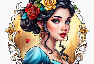 girl toddler made into a disney princess tattoo idea