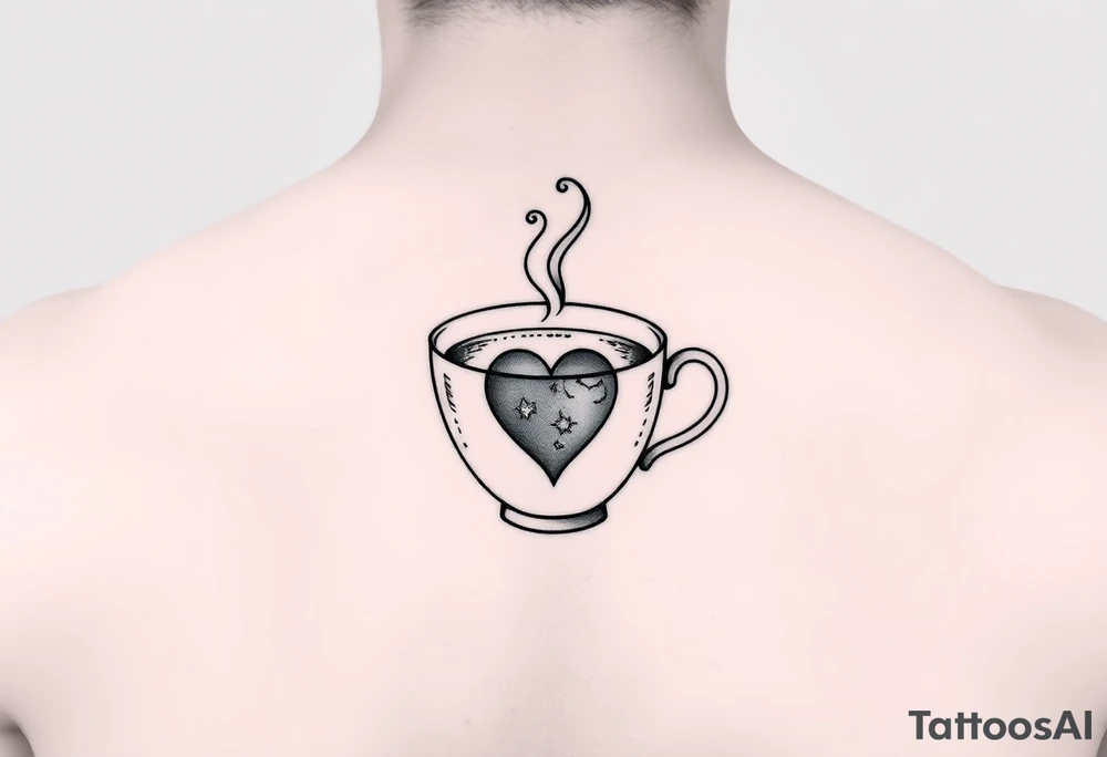 Cute cup of tea with a love heart tattoo idea
