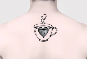 Cute cup of tea with a love heart tattoo idea