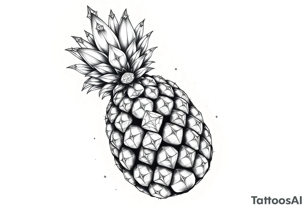 powerful pineapple with a crown,and diamonds tattoo idea