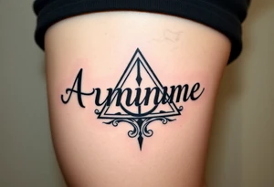 Amanda name with Harry Potter deathly hallows tattoo idea