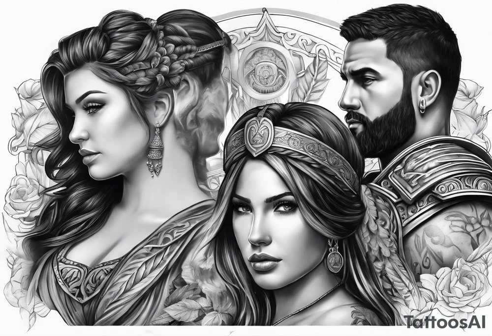 A half sleeve roman style, with my 2 daugthers and wife tattoo idea
