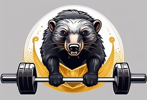 Muscular old honey badger lifting barbell. tattoo idea