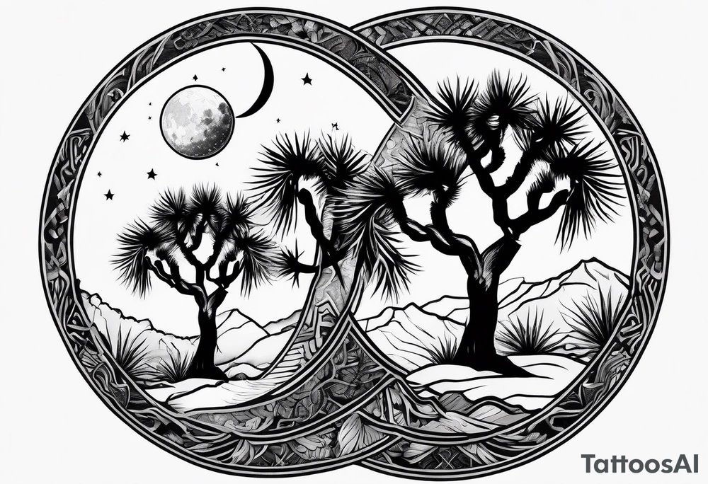 yin and yang joshua tree tattoo idea