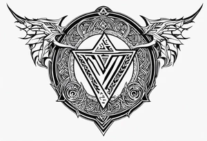 Valhalla  round shield axe
Valknut sword dragon head tattoo idea