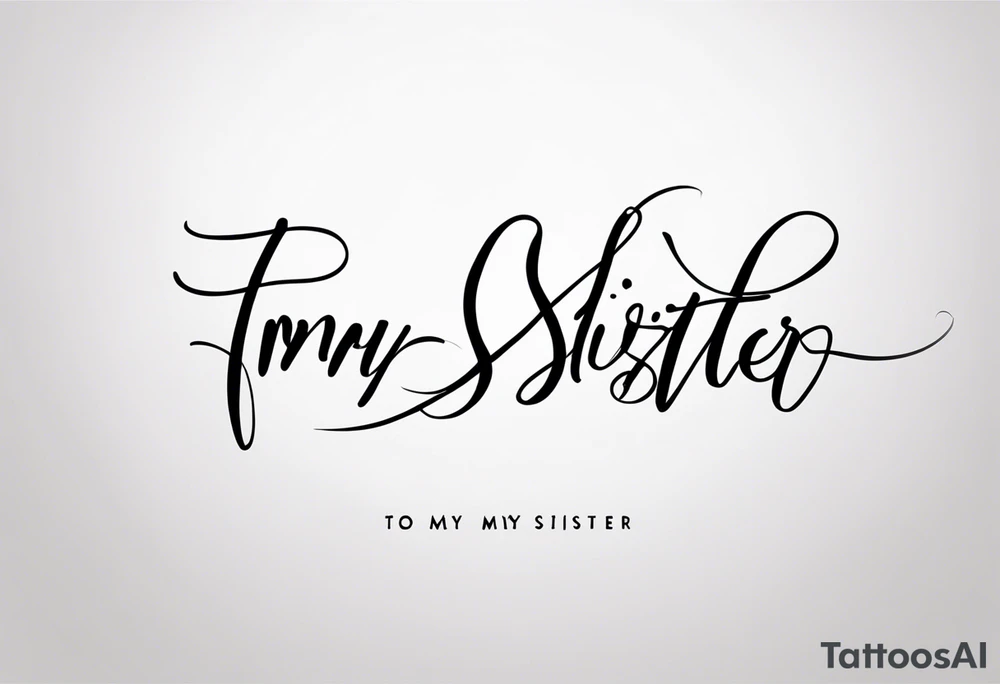 The handwritten words "to my favorite sister" written in a simple way. delicate tattoo. add a simple tattoo accent to it tattoo idea