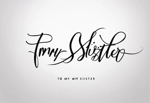 The handwritten words "to my favorite sister" written in a simple way. delicate tattoo. add a simple tattoo accent to it tattoo idea