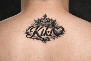 Kiki name with heart and crown tattoo idea