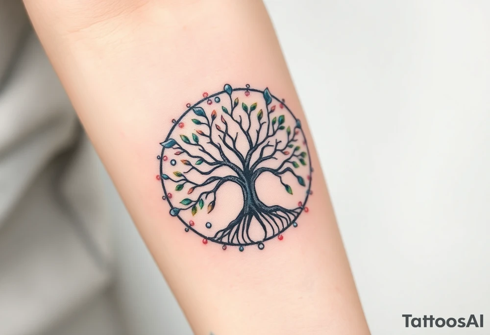 Tree of life circle tattoo idea