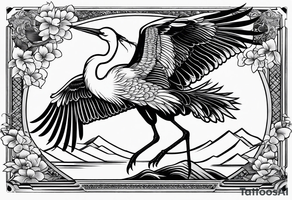 Japanese crane tattoo idea
