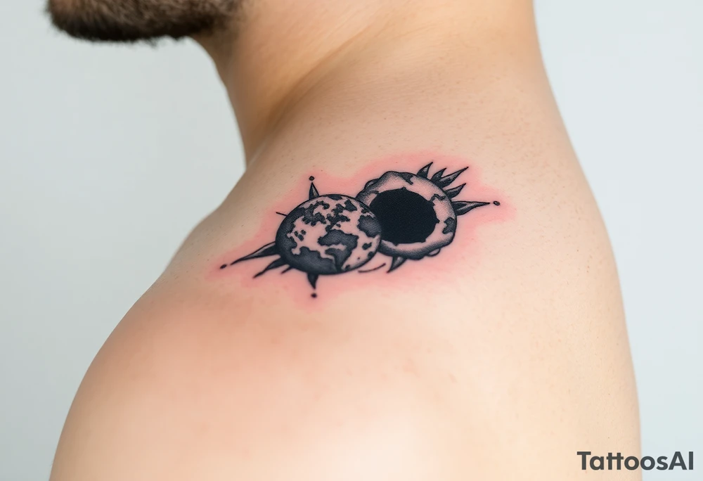 2 different worlds on both sides of a black hole tattoo idea