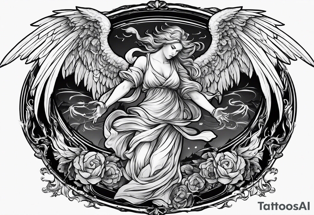 Angel fighting demon tattoo idea