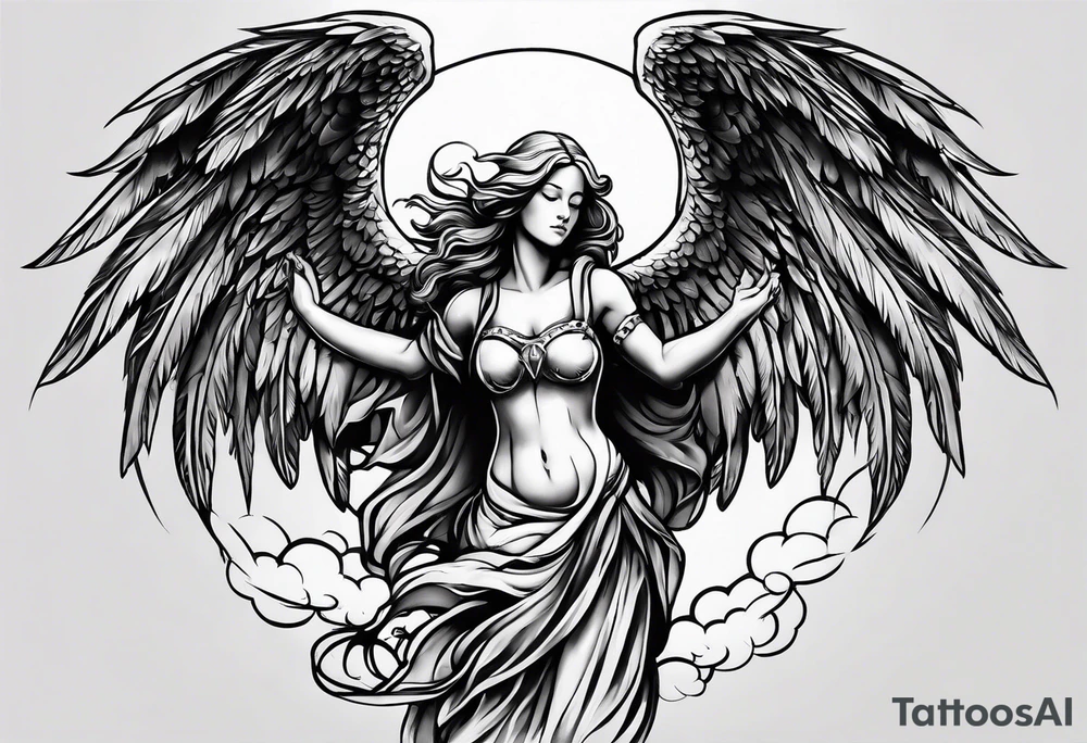 Sexy angel rising in the sky tattoo idea
